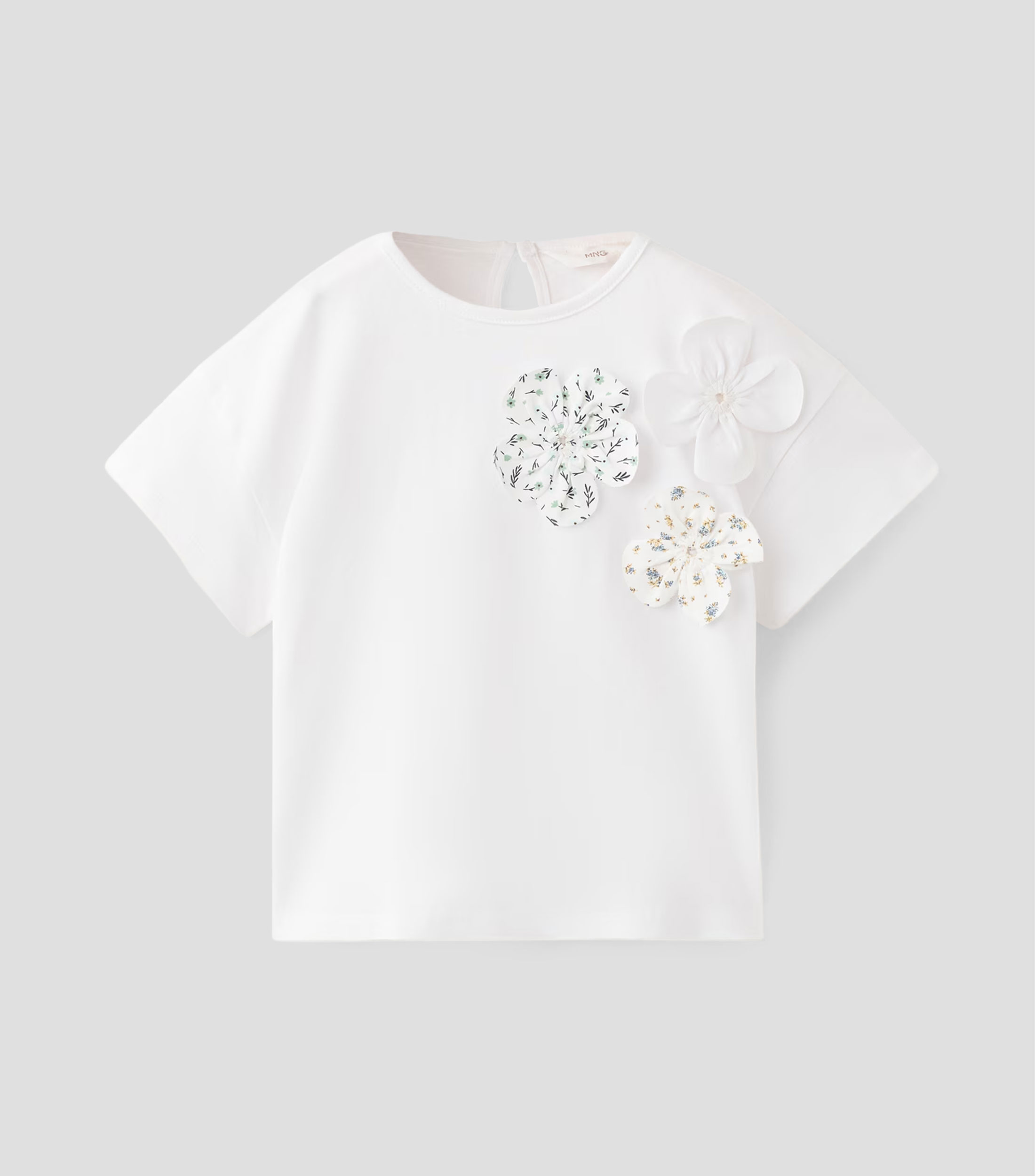 Playera cuello redondo manga corta sólida Niña